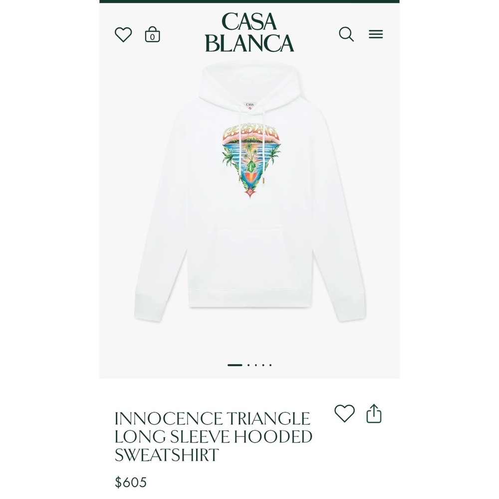 CASABLANCA White Innocence Triangle Hoodie New & Authentic - Picture 9 of 9